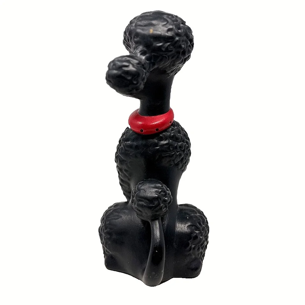 Tootsie CG 1970 Black Poodle Figurine Red Jeweled Collar Vintage MCM
